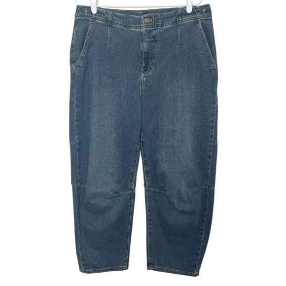 Pilcro Anthropologie Blue Jeans Size 29 Crop Leni Curved Barrel Tapered Stretch - Picture 4 of 16